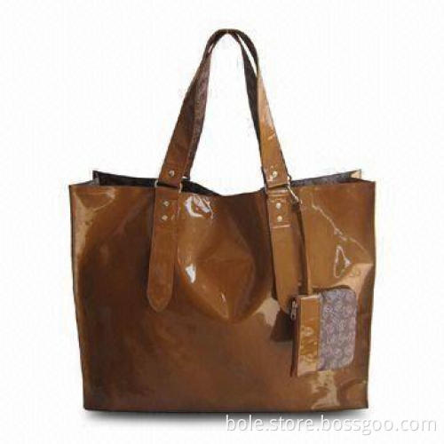 Vinyl Beach Bag, Uses Metal Buckle for Handle Connection, with Full-printed 210d Lining